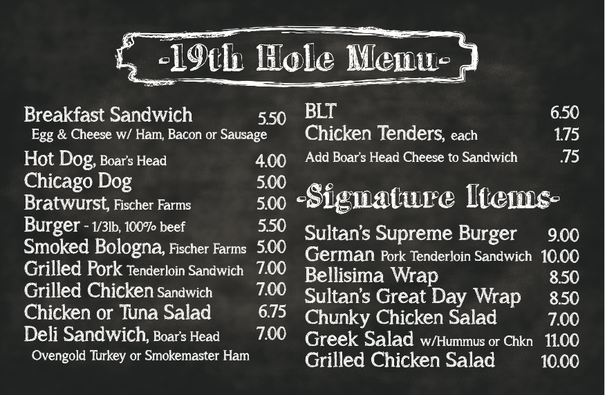 SR Sandwich Menu